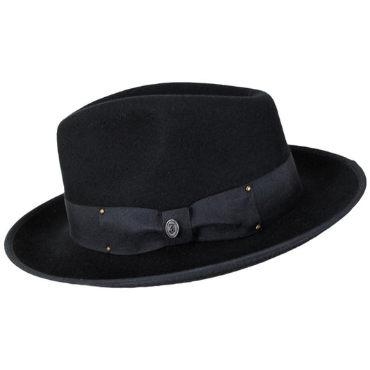 Jaxon Hats | Wholesale Scottie Fur Felt Fedora Hat B2B Pre-Pack | B2B132072 | profile | BLACK