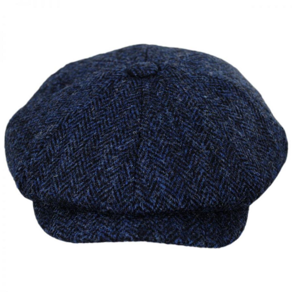 Jaxon & James | Skye Harris Tweed Wool Newsboy Cap | 170002 | front | BLUE/BLACK