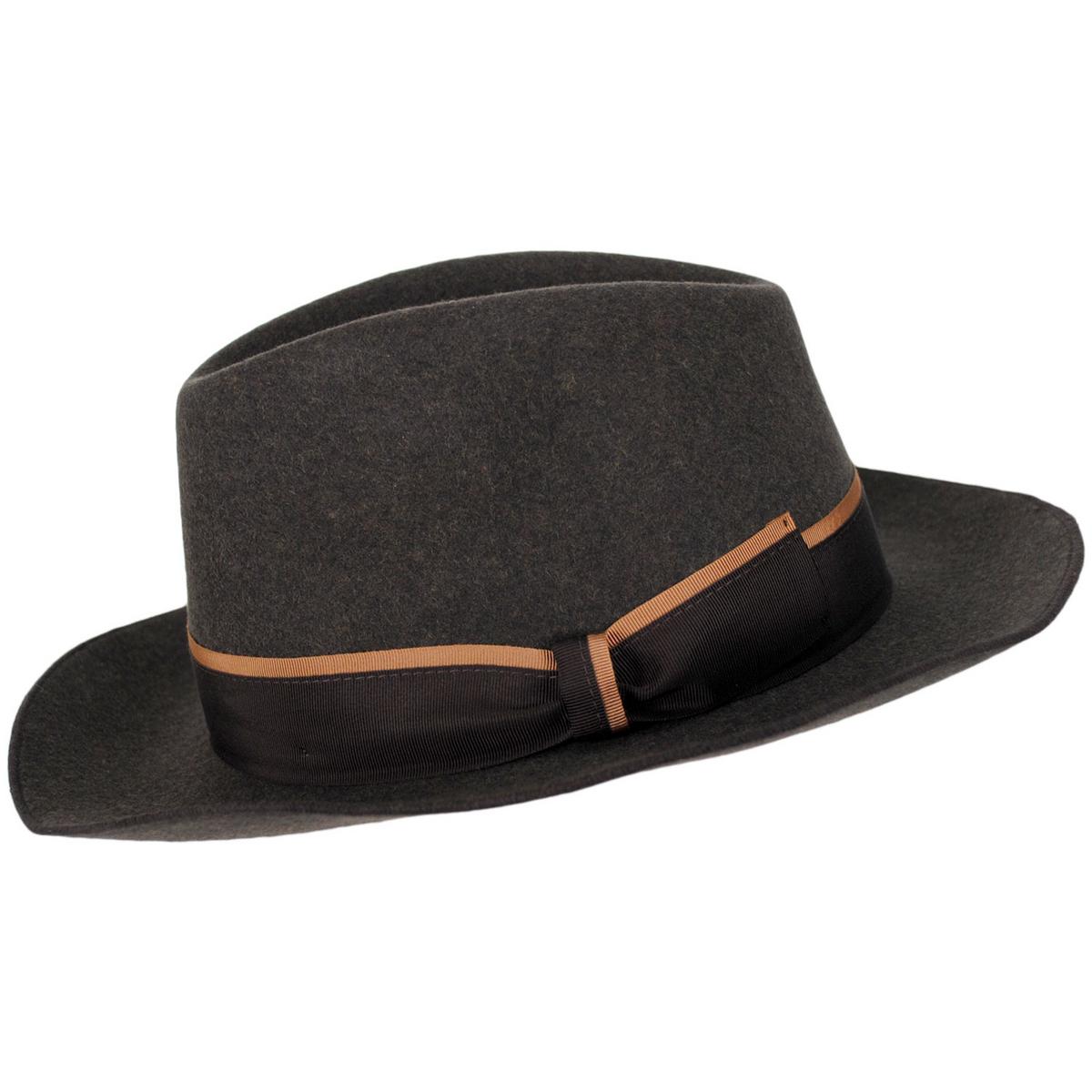 Stefeno Hats | Desmond Crushable Wool Felt Fedora Hat | 136066 | profile | BROWN MIX