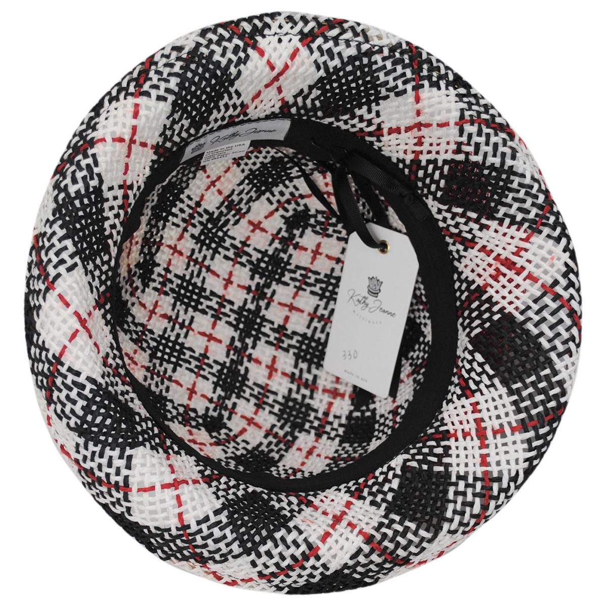 Kathy Jeanne | Tartan Toyo Straw Cloche Hat | 100714 | under | TARTAN/RED