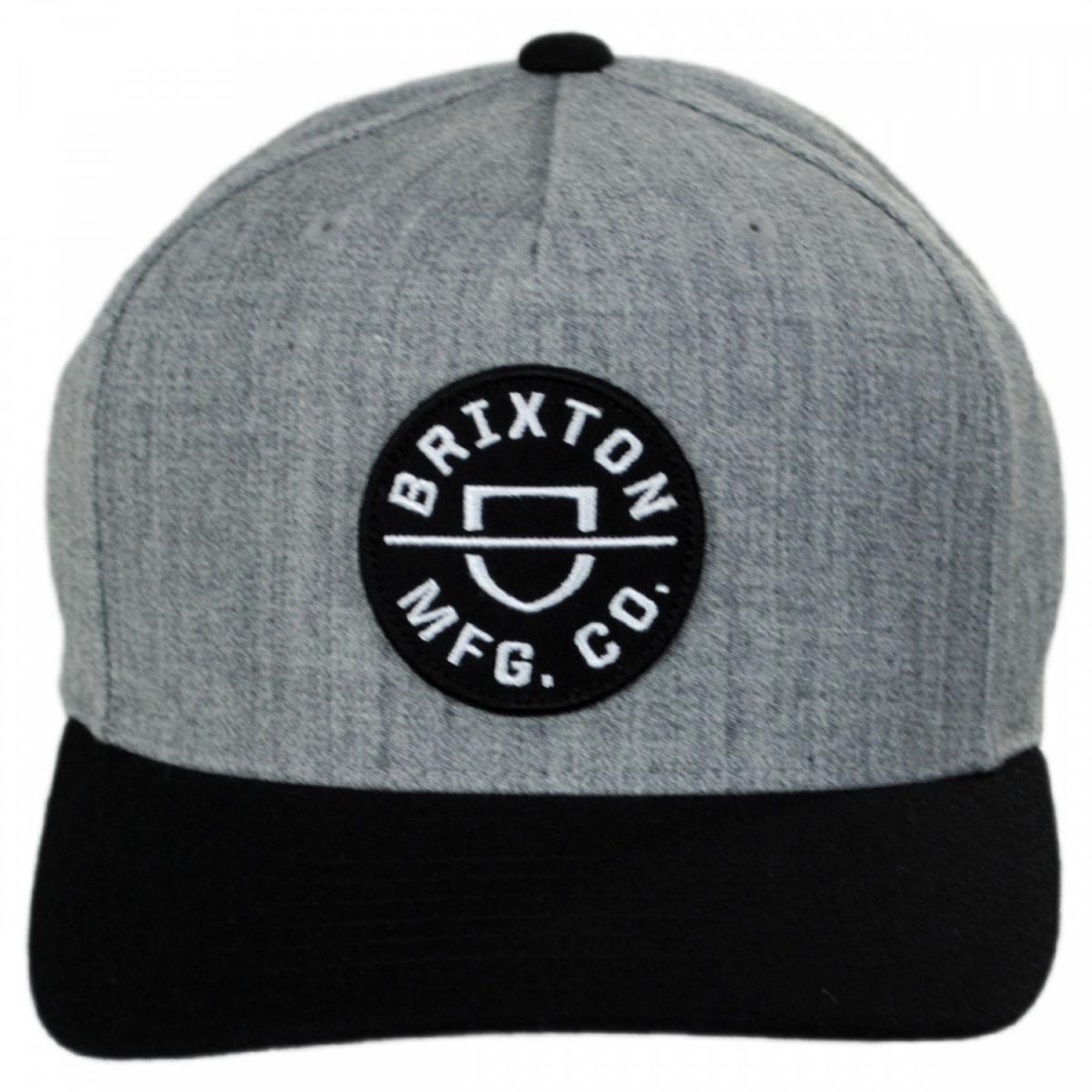 BRIXTON HATS | Crest 5-Panel Snapback Baseball Cap | 201790 | front | GREY/BLACK