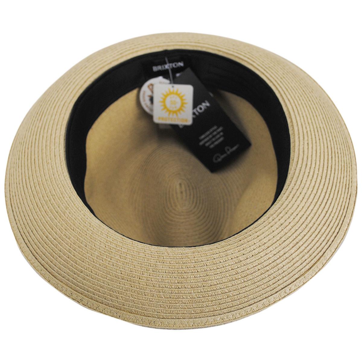 BRIXTON HATS | Horton CB Toyo Braid Fedora Hat | 128363 | under | DARK TAN/LIGHT BROWN