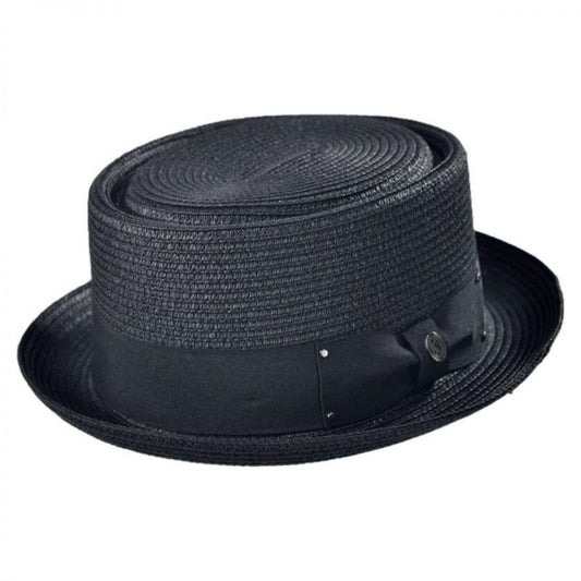Jaxon Hats | Toyo Straw Braid Pork Pie Hat | 128501 | lead | BLACK