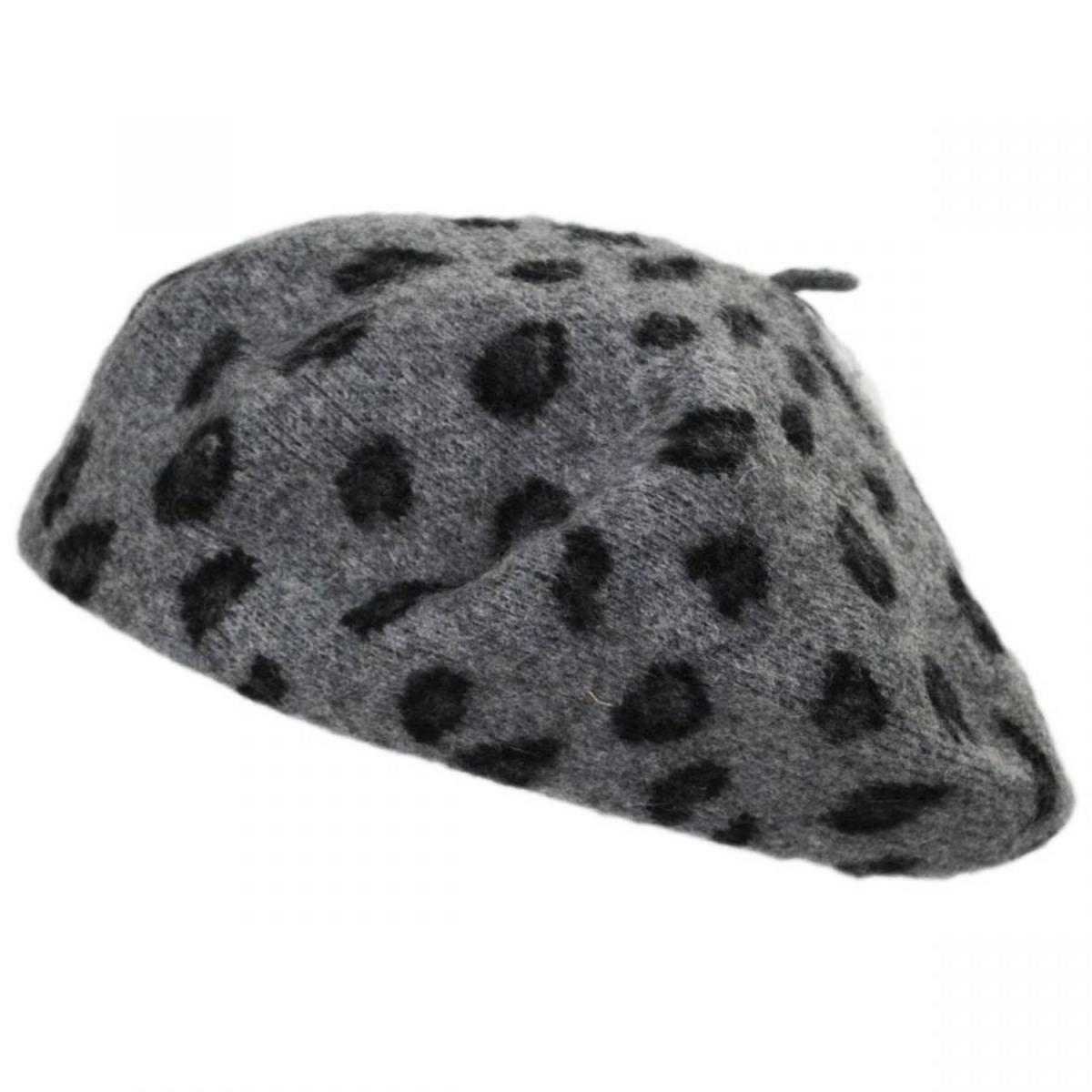 San Diego Hat Company | Leopard Wool Beret | 151610 | lead | GREY