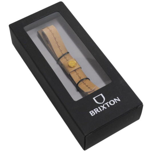 BRIXTON HATS | Shield Star Debossed Vegan Leather Hat Band | 601108 | front | SAND/BLACK