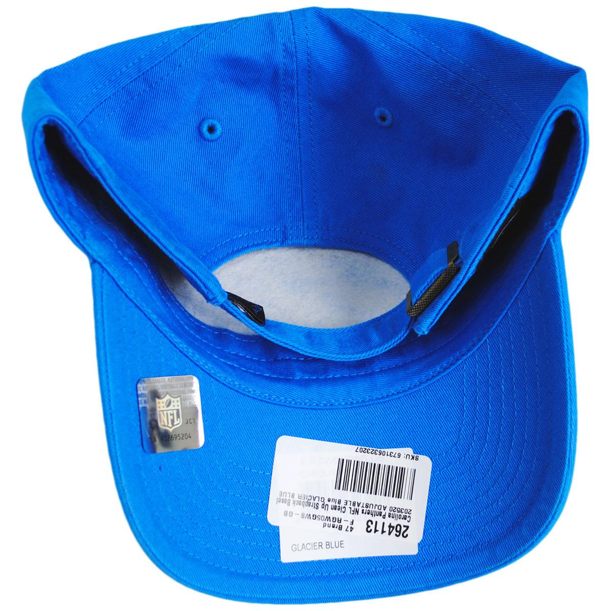 47 Brand | Carolina Panthers NFL Clean Up Strapback Baseball Cap Dad Hat | 203520 | under | GLACIER BLUE