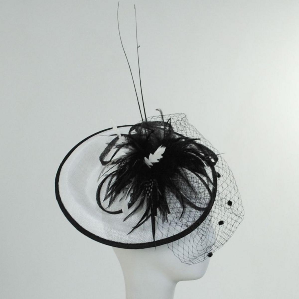 Jeanne Simmons | Velo Fascinator Hat | 120711 | profile | WHITE/BLACK