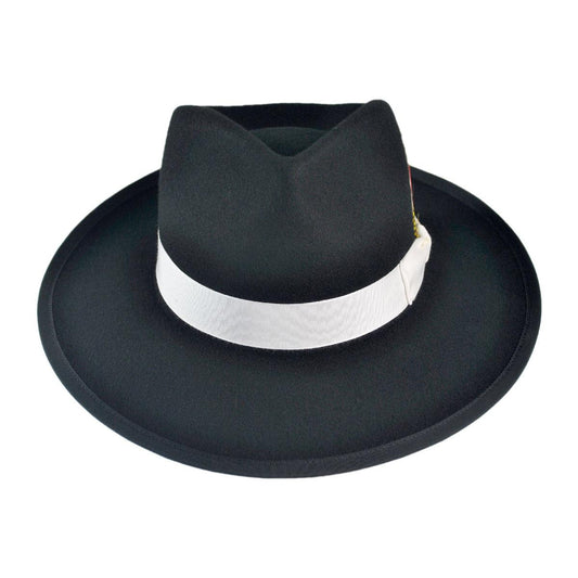 Jaxon Hats | Wholesale Made in the USA - Classics Zoot Wool Felt Fedora Hat B2B Pre-Pack | B2B131300 | front | BLACK