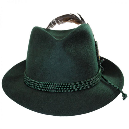 Jaxon Hats | Made in the USA - Classics Wool Felt Bavarian Hat | 191723 | front | DARK GREEN