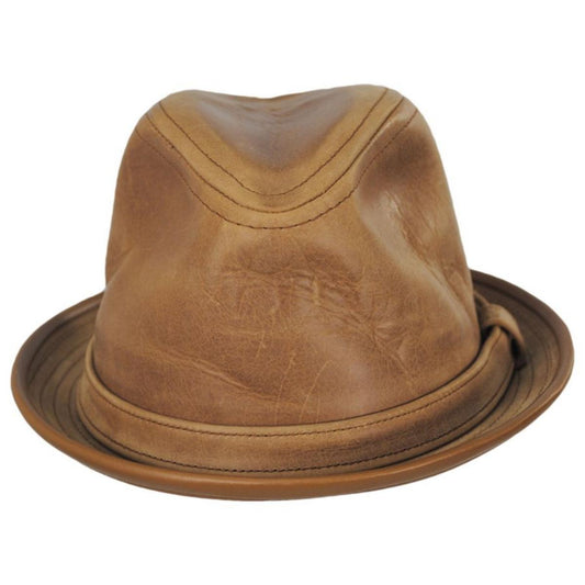 NEW YORK HAT CO | Vintage Leather Fedora Hat | 142008 | front | RUST