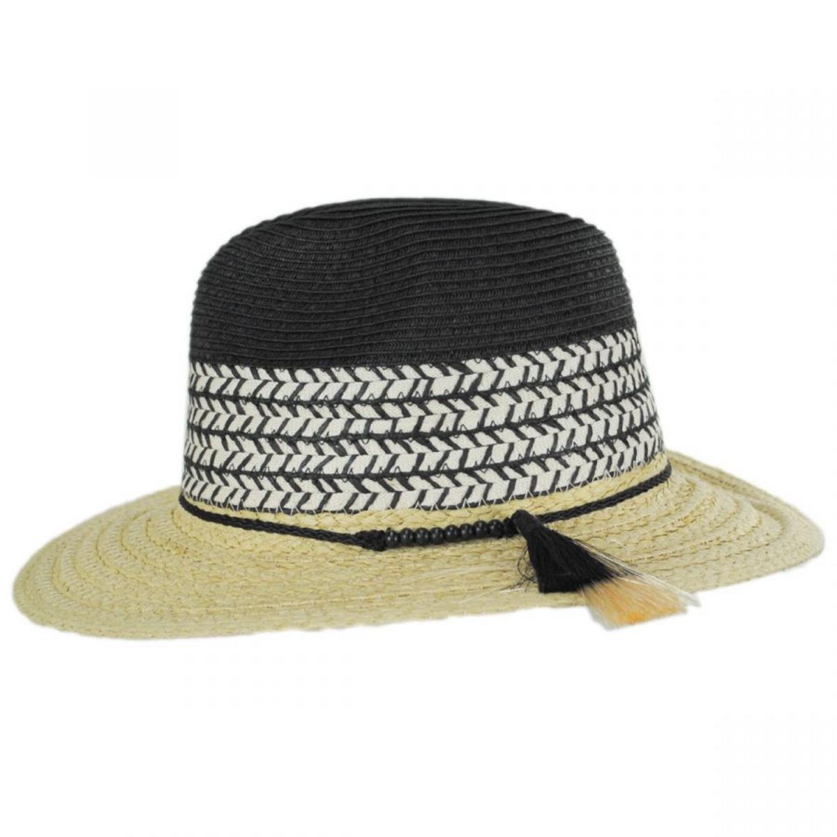 Cappelli | Kitts Toyo Straw Safari Fedora Hat | 101256 | under | BLACK