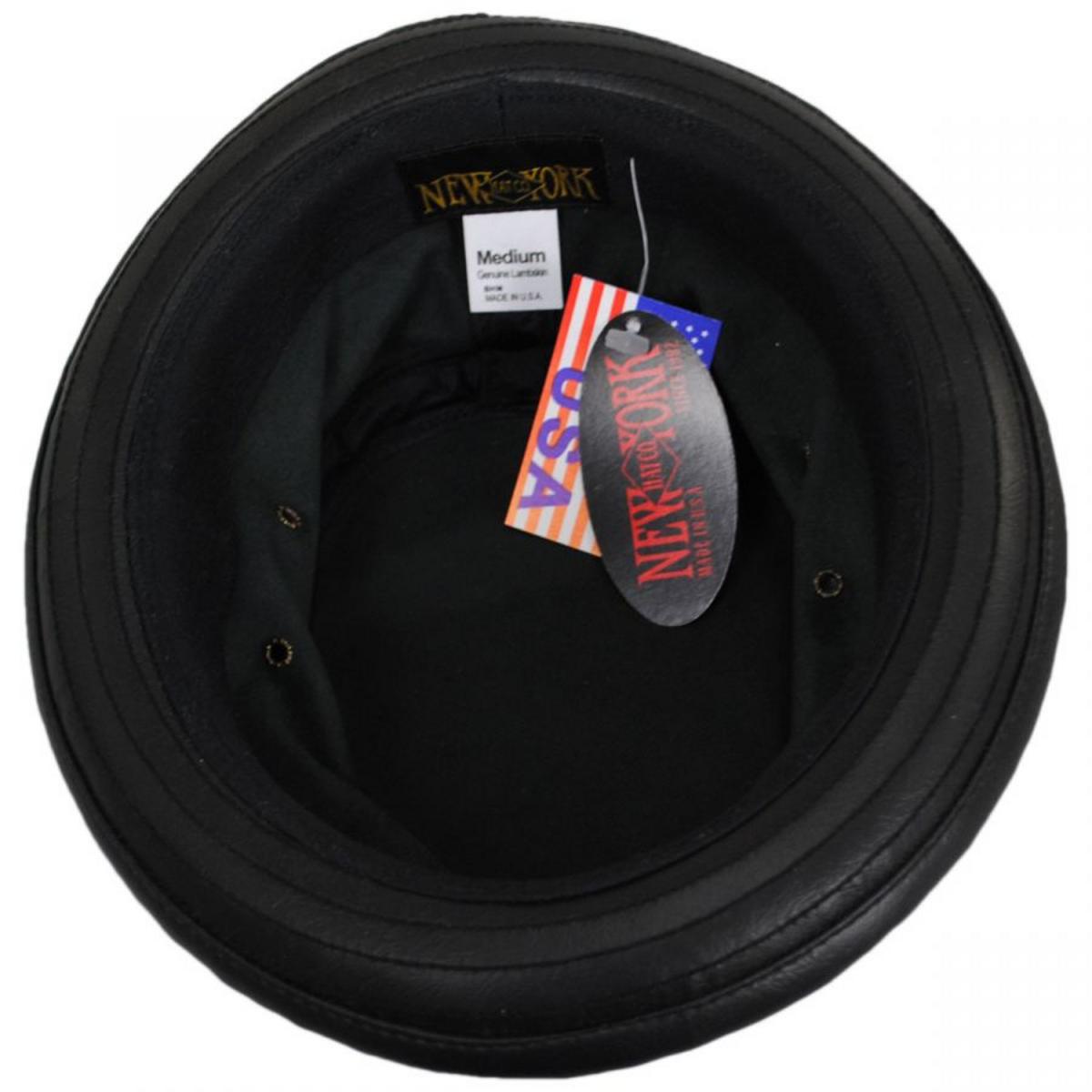 NEW YORK HAT CO | Lambskin Leather Bucket Hat | 187101 | under | BLACK