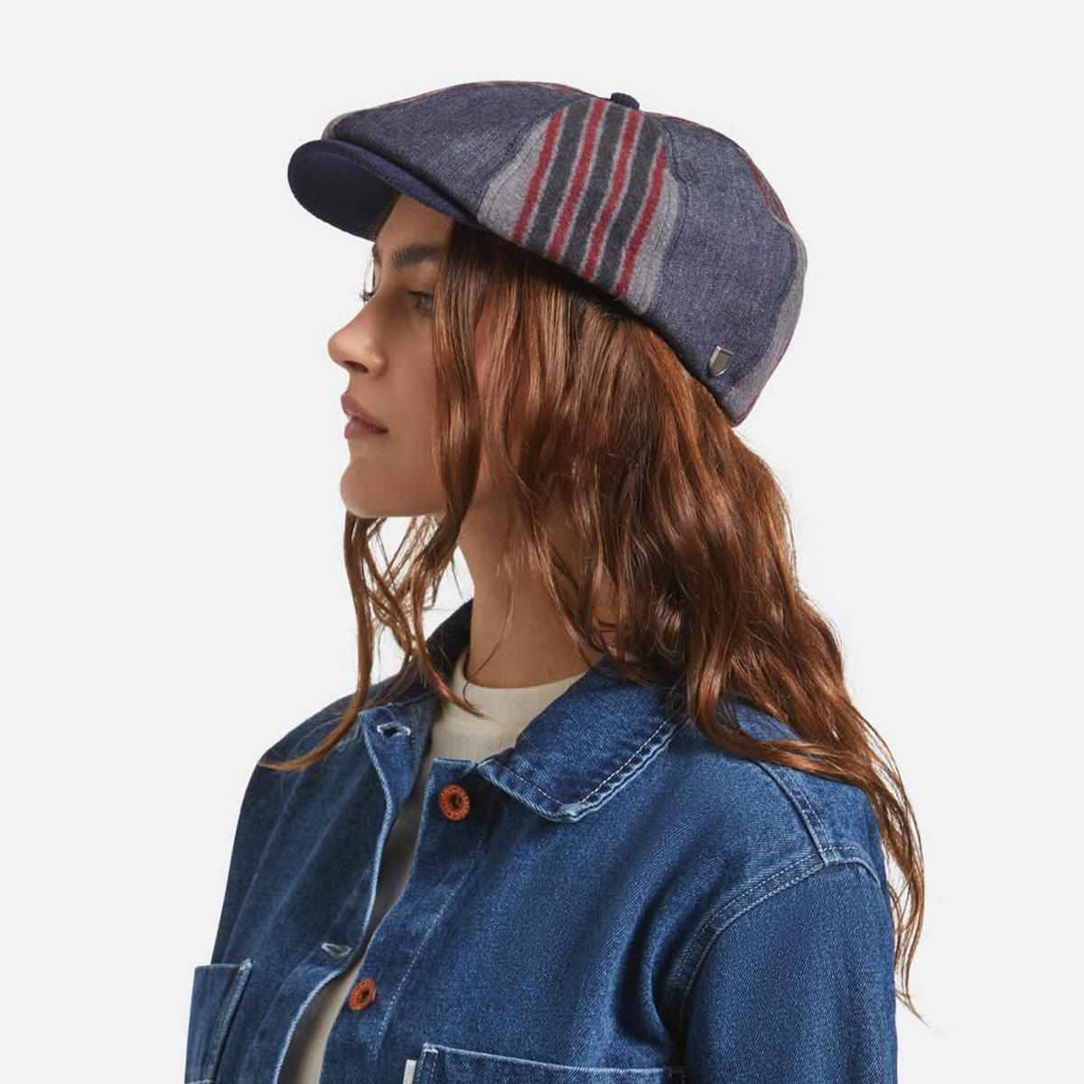 BRIXTON HATS | Altered Threads Cotton Blend Brood Baggy Newsboy Cap | 161577 | lsftwo | MEDIUM WASH DENIM