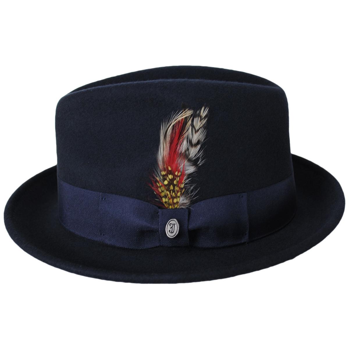 Jaxon Hats | Blues Crushable Wool Felt Trilby Fedora Hat | 132020 | profile | NAVY BLUE