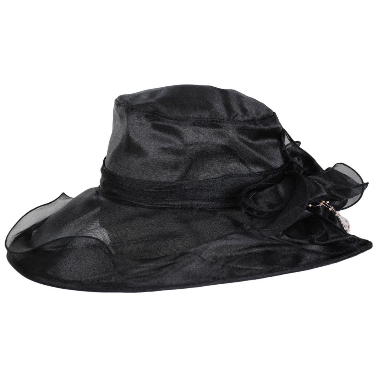 Jeanne Simmons | Twilight Organza Lampshade Dress Hat | 120706 | profile | BLACK