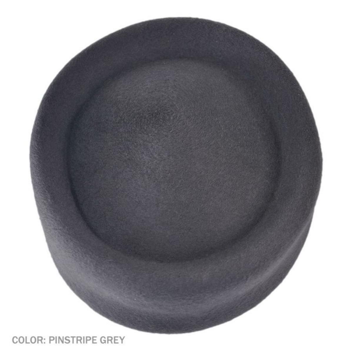Bollman Hat Company | Heritage Collection 1960s Jackie Wool Felt Pillbox Hat | 123293 | profile | PINSTRIPE GREY