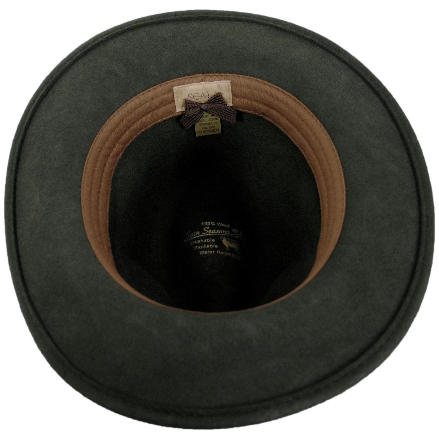 Scala | Traveler Crushable Wool Felt Safari Fedora Hat | 130484 | under | OLIVE