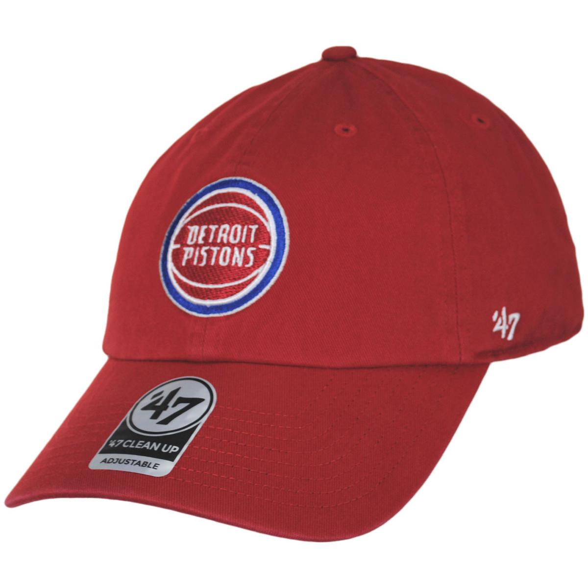 47 Brand | Detroit Pistons NBA Clean Up Strapback Baseball Cap Dad Hat | 204020 | lead | RED