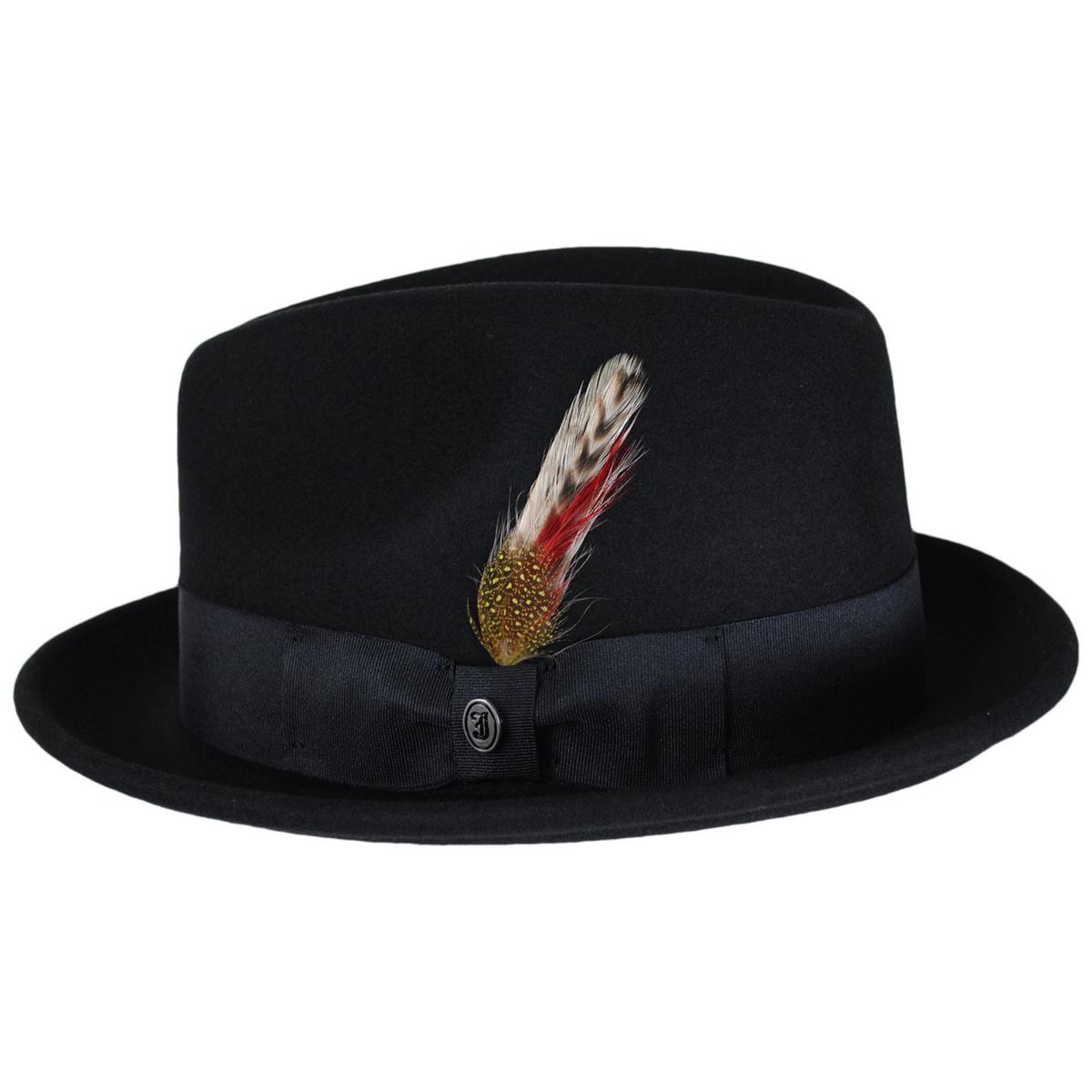 Jaxon Hats | Blues Crushable Wool Felt Trilby Fedora Hat | 132020 | profile | BLACK