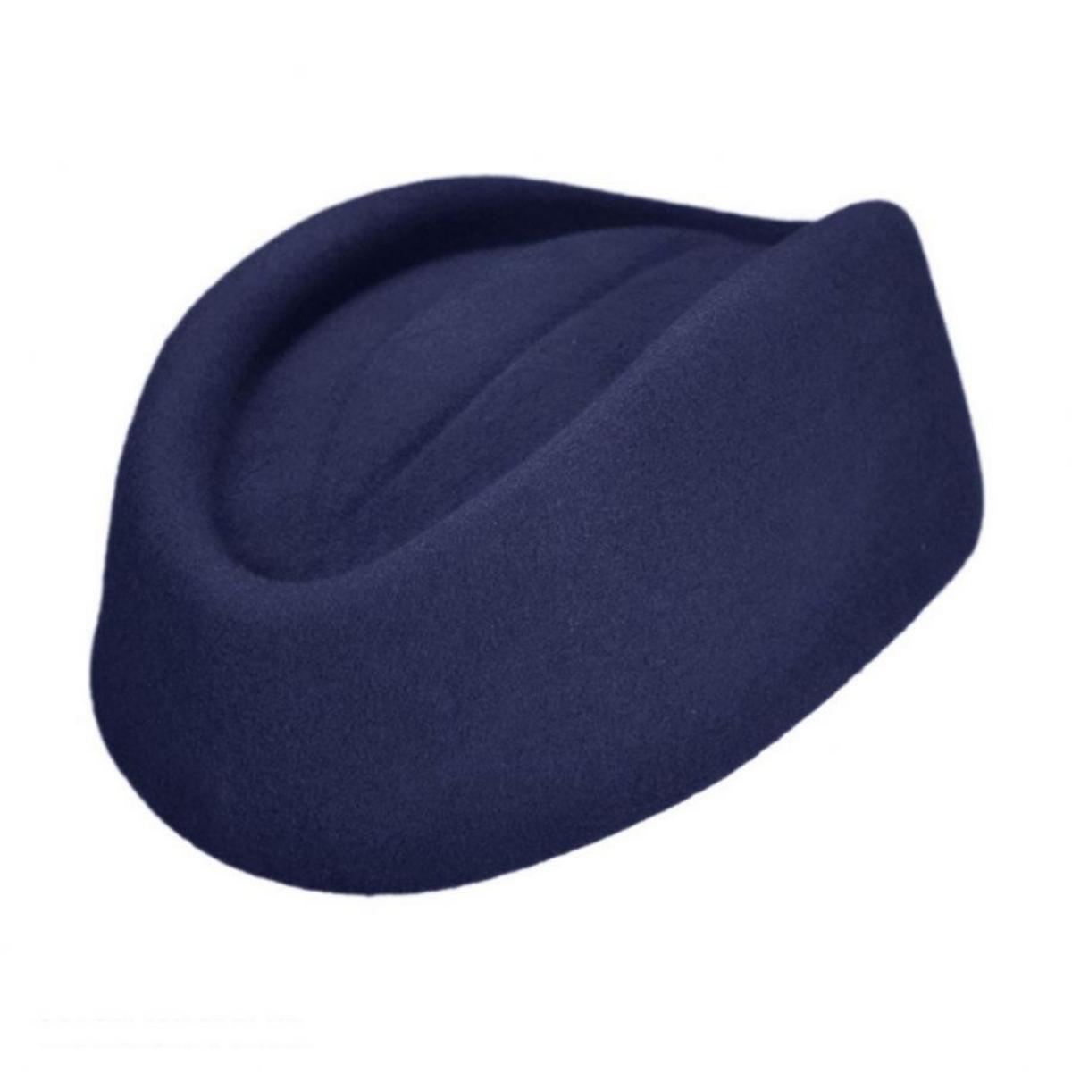 sur la tete | Stewardess Wool Felt Pillbox Hat | 157021 | lead | NAVY BLUE
