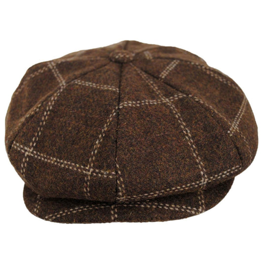 BRIXTON HATS | Brood Baggy Plaid Wool Blend Newsboy Cap | 161505 | front | COPPER/TAN