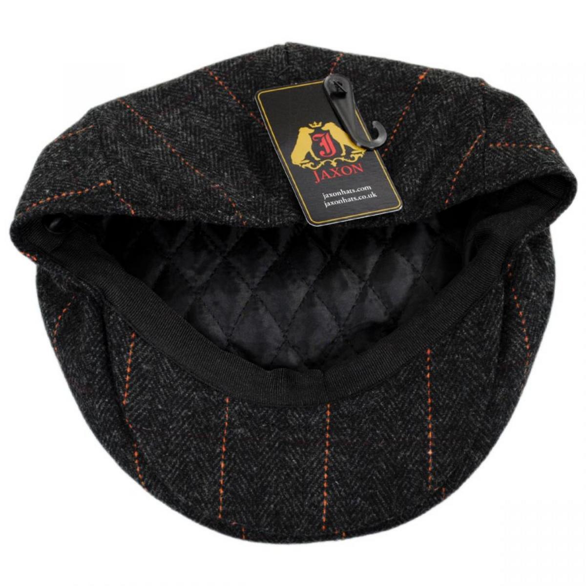 Jaxon Hats | Negroni Herringbone Plaid Wool Blend Ivy Cap | 167557 | under | DARK GREY