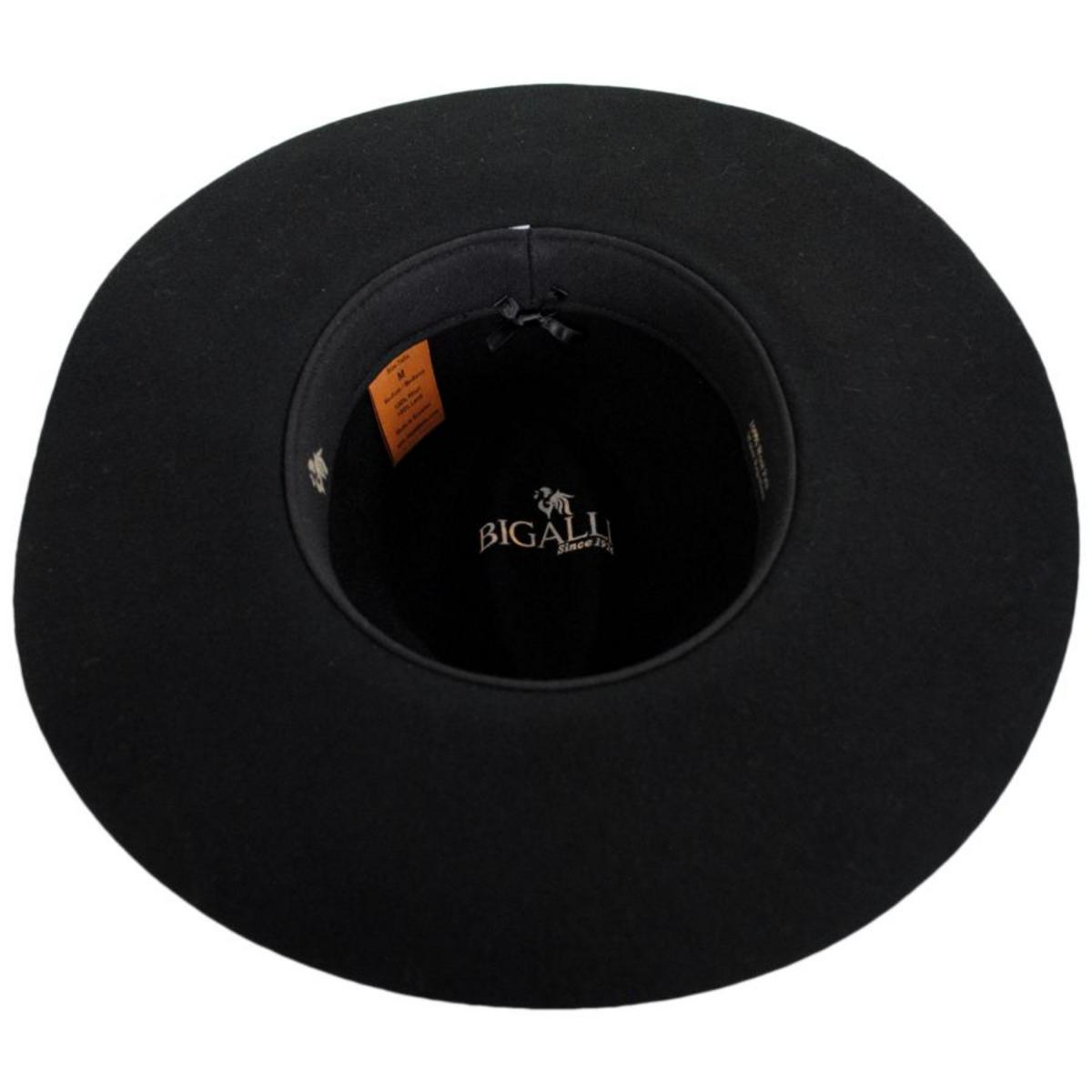 Bigalli | Zoey Floppy Brim Wool Felt Fedora Hat | 131433 | under | BLACK