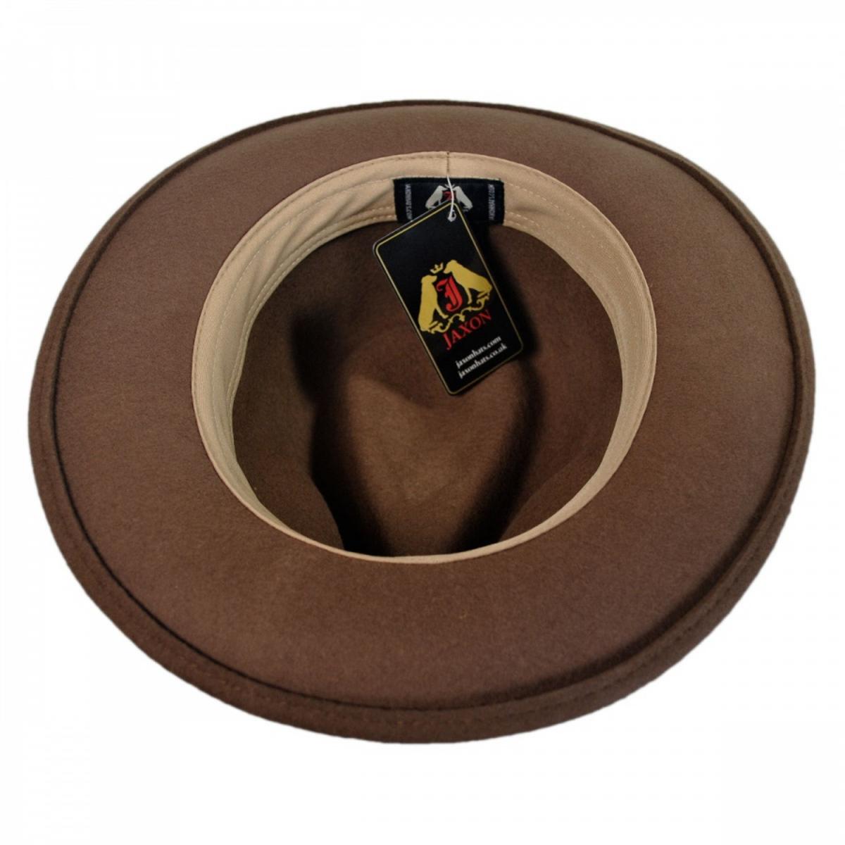 Jaxon Hats | C-Crown Crushable Wool Felt Fedora Hat | 135003 | under | PECAN