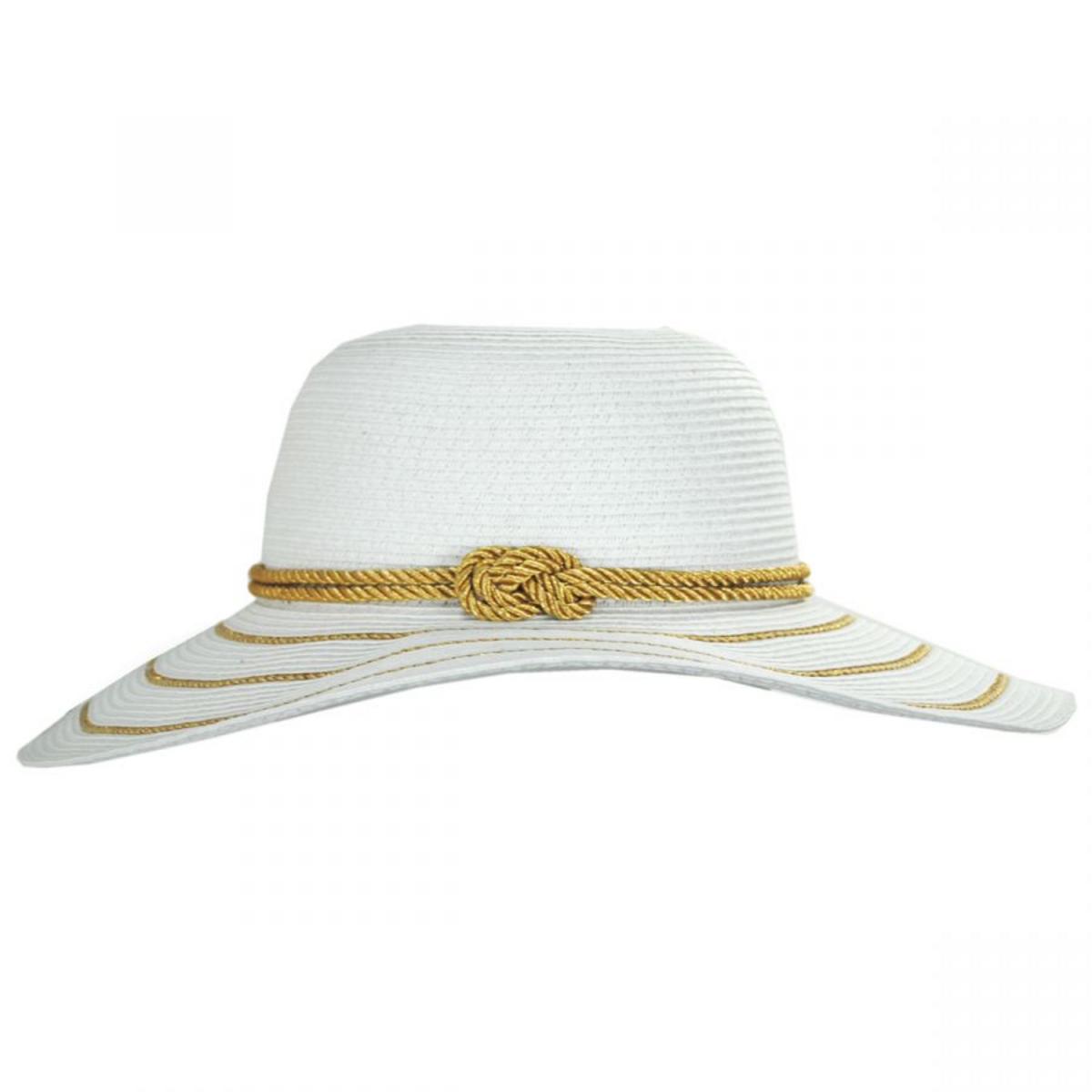 Jeanne Simmons | Metallic Sailor Knot Striped Straw Sun Hat | 101742 | profile | GOLD