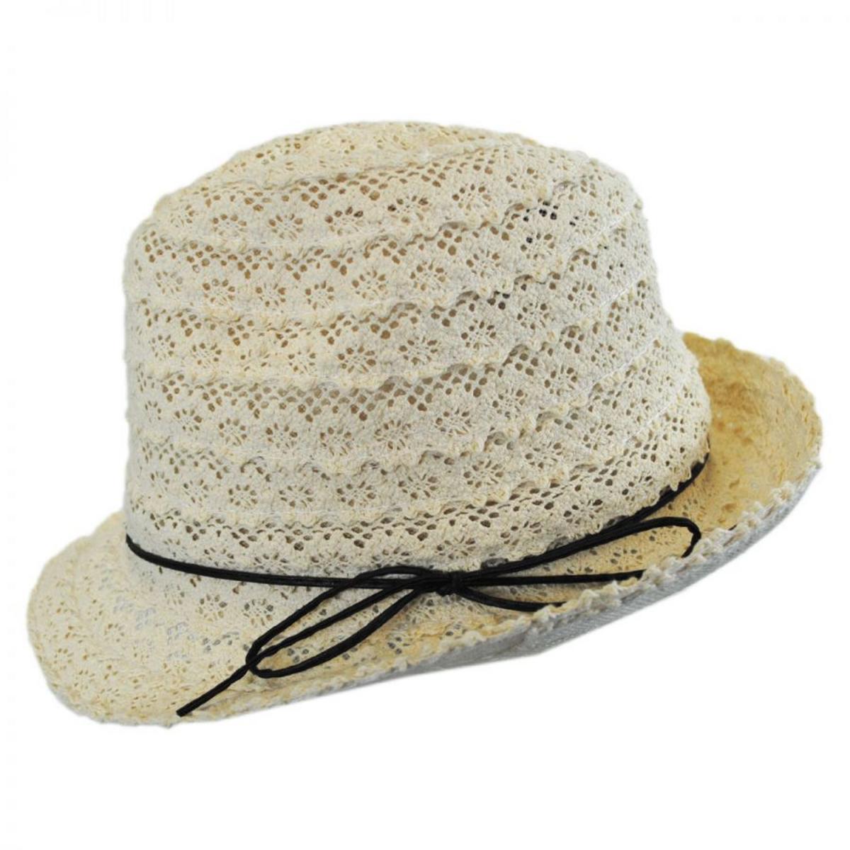 Jeanne Simmons | Kid's Cotton Lace Fedora Hat | 510933 | profile | CREAM