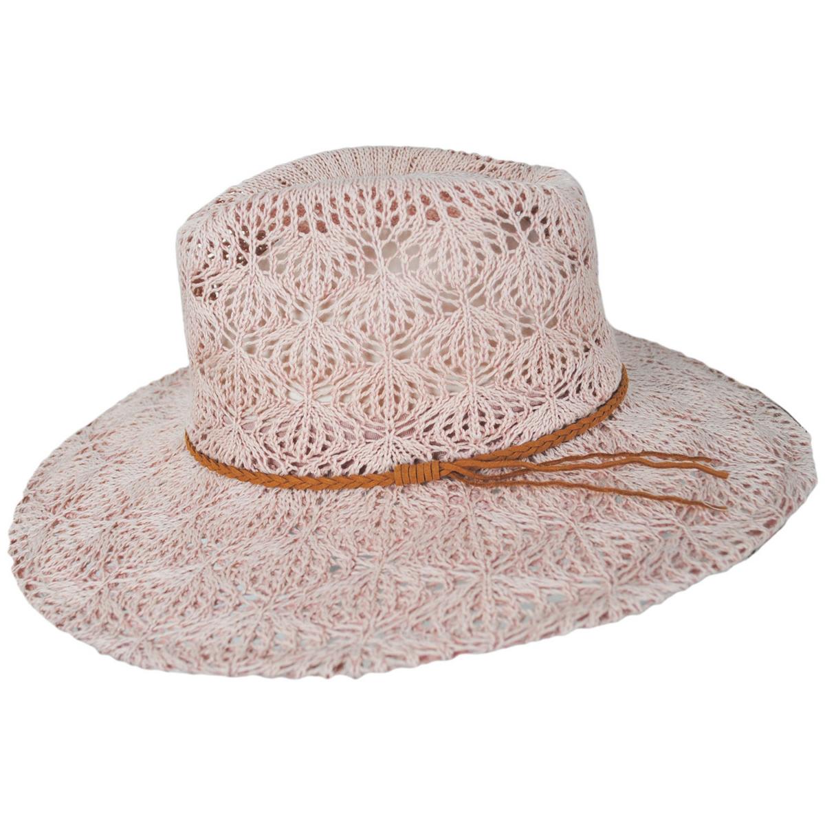 Scala | Aubree Lace Knit Outback Ranch Fedora Hat | 106442 | profile | BLUSH