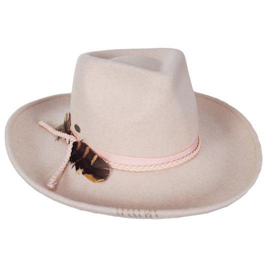 Scala | Aimee ProvatoKnit Rancher Fedora Hat | 123525 | lead | BLUSH
