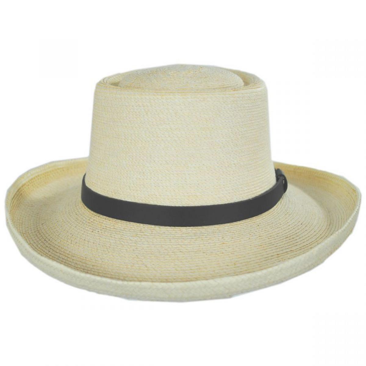 SunBody Hats | Golf Guatemalan Fine Palm Leaf Straw Gambler Hat | 128217 | front | NATURAL