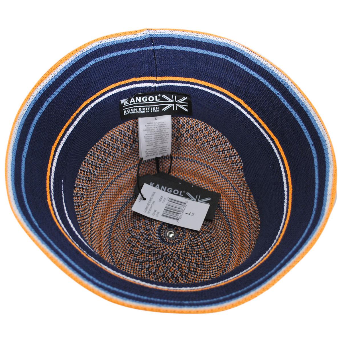 Kangol | Clubhouse Stripe Casual Bucket Hat | 185821 | under | NAVY/ELECTRIC KUMQUAT