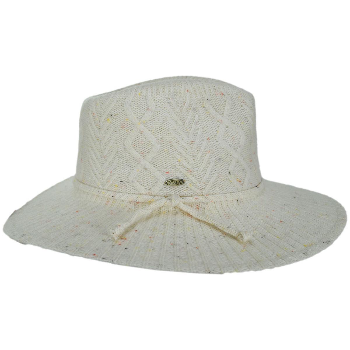 Scala | Arana Cable Knit Fedora Hat | 106420 | profile | IVORY