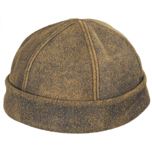 NEW YORK HAT CO | Six Panel Antique Leather Skull Cap Beanie Hat | 142004 | lead | BROWN