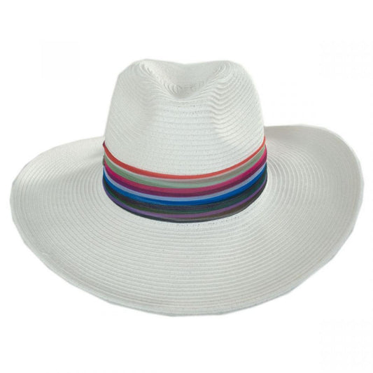 Karen Keith | Horizon Toyo Braid Straw Fedora Hat | 102216 | front | WHITE