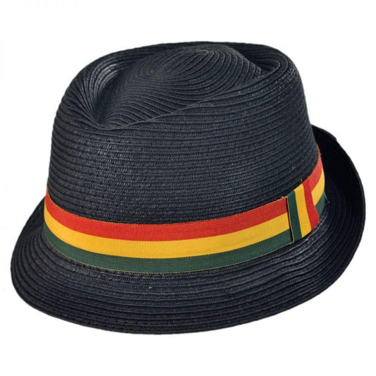 Kenny K | Rasta Toyo Straw Diamond Crown Fedora Hat | 126608 | lead | RASTA