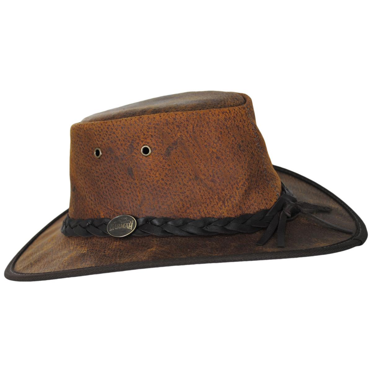 Barmah | Boar Leather Foldaway Drover Hat | 400906 | profile | WHISKEY