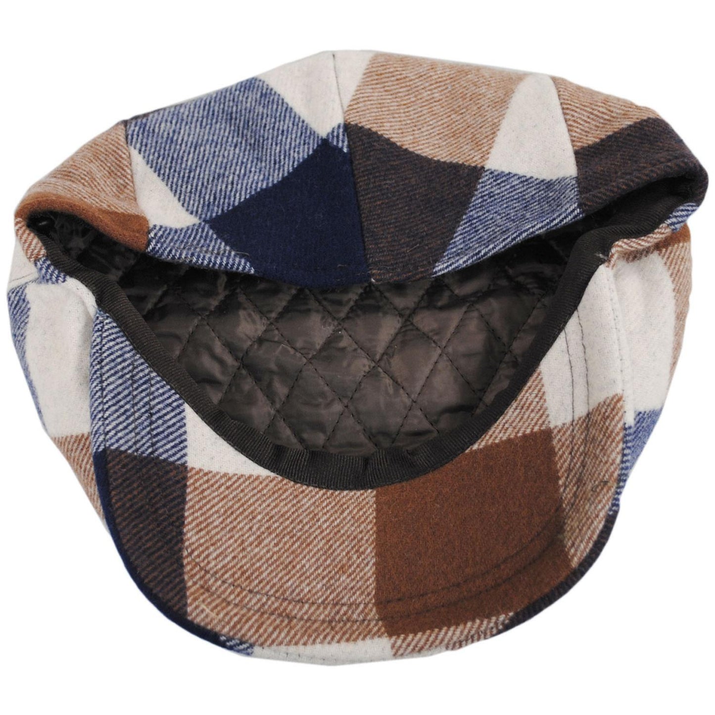 Baskerville Hat Company | Austen Wool Check Square Bill Ivy Cap | 167673 | under | BROWN/NAVY
