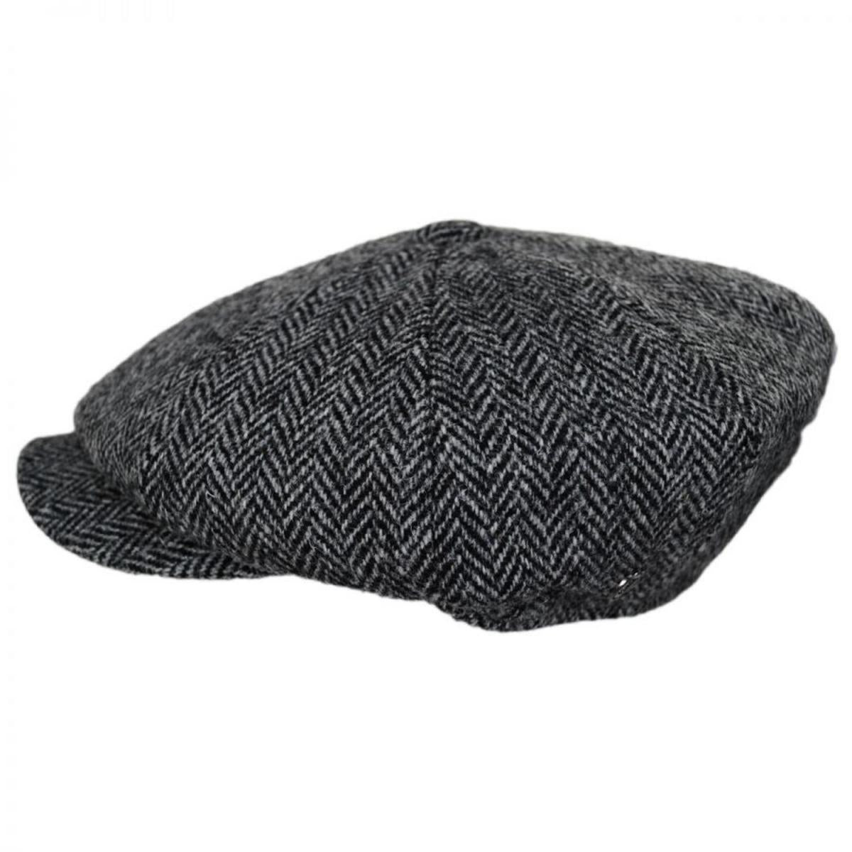 Jaxon & James | Castlebay Harris Tweed Wool Newsboy Cap | 170000 | profile | BLACK/GREY