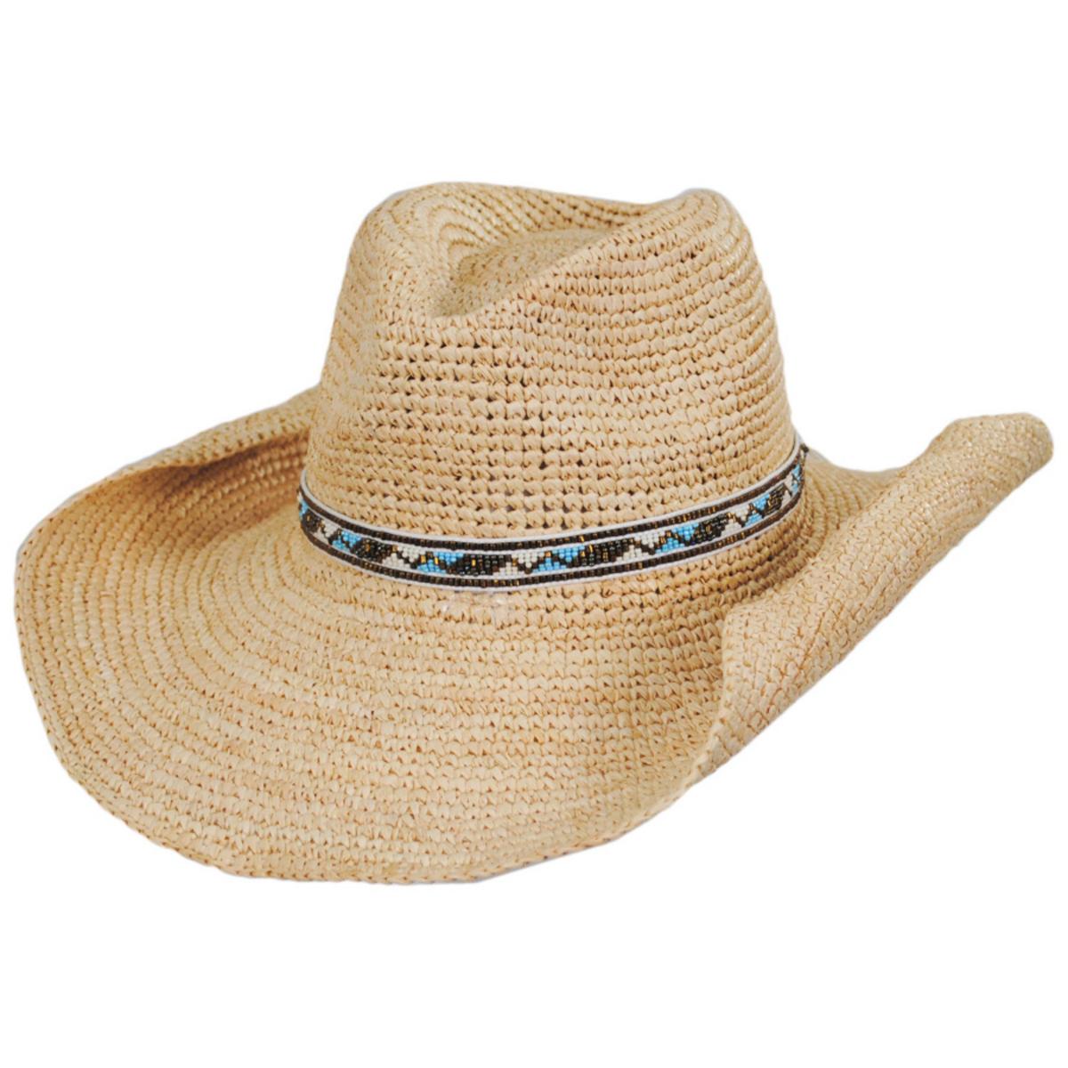 NIKKI BEACH | Lainey Raffia Crochet Western Hat