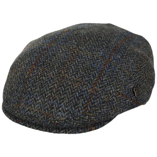 Failsworth | Stornoway Harris Tweed Wool Overcheck Herringbone Flat Cap | 177929 | lead | SAGE GREEN