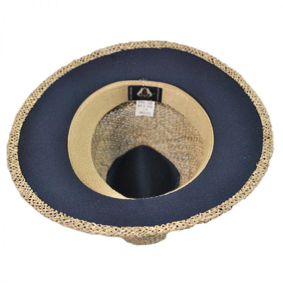Jaxon Hats | Safari Seagrass Straw Fedora Hat | 129916 | under | NATURAL/NAVY