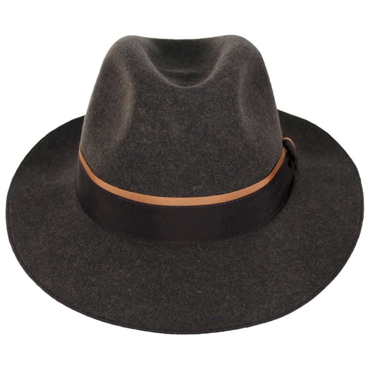 Stefeno Hats | Desmond Crushable Wool Felt Fedora Hat | 136066 | front | BROWN MIX
