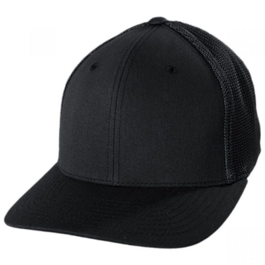 Flexfit | Tonal Mesh Trucker Flexfit Fitted Baseball Cap | 221504 | lead | BLACK