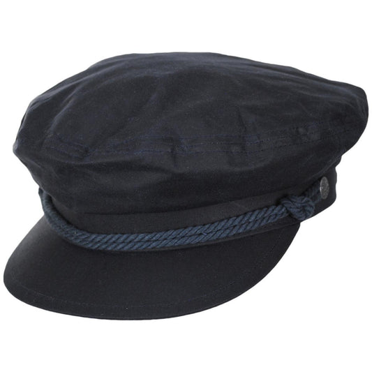 BRIXTON HATS | Fisherman Weather Guard Waxed Cotton Fiddler Cap | 181351 | lead | WASHED NAVY