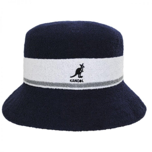 Kangol | Bermuda Stripe Bucket Hat | 185729 | front | NAVY
