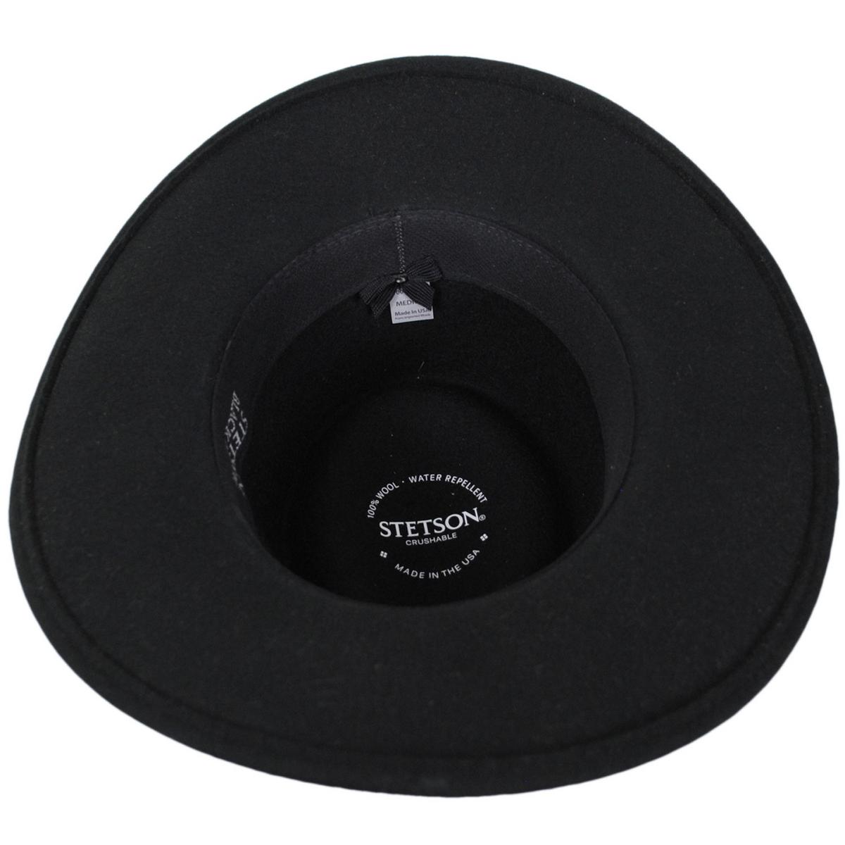 Stetson | Black Hawk Crushable Wool Felt Gambler Cowboy Hat | 130698 | under | BLACK