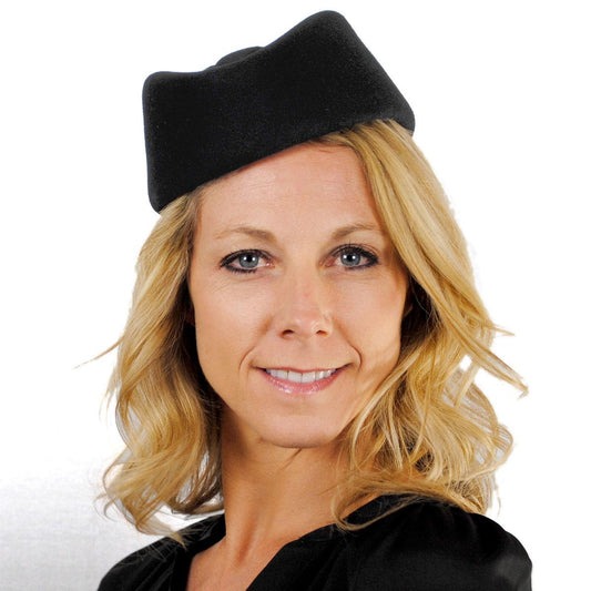 sur la tete | Wholesale Stewardess Wool Felt Pillbox Hat B2B Pre-Pack | B2B157021 | lsfone | BLACK